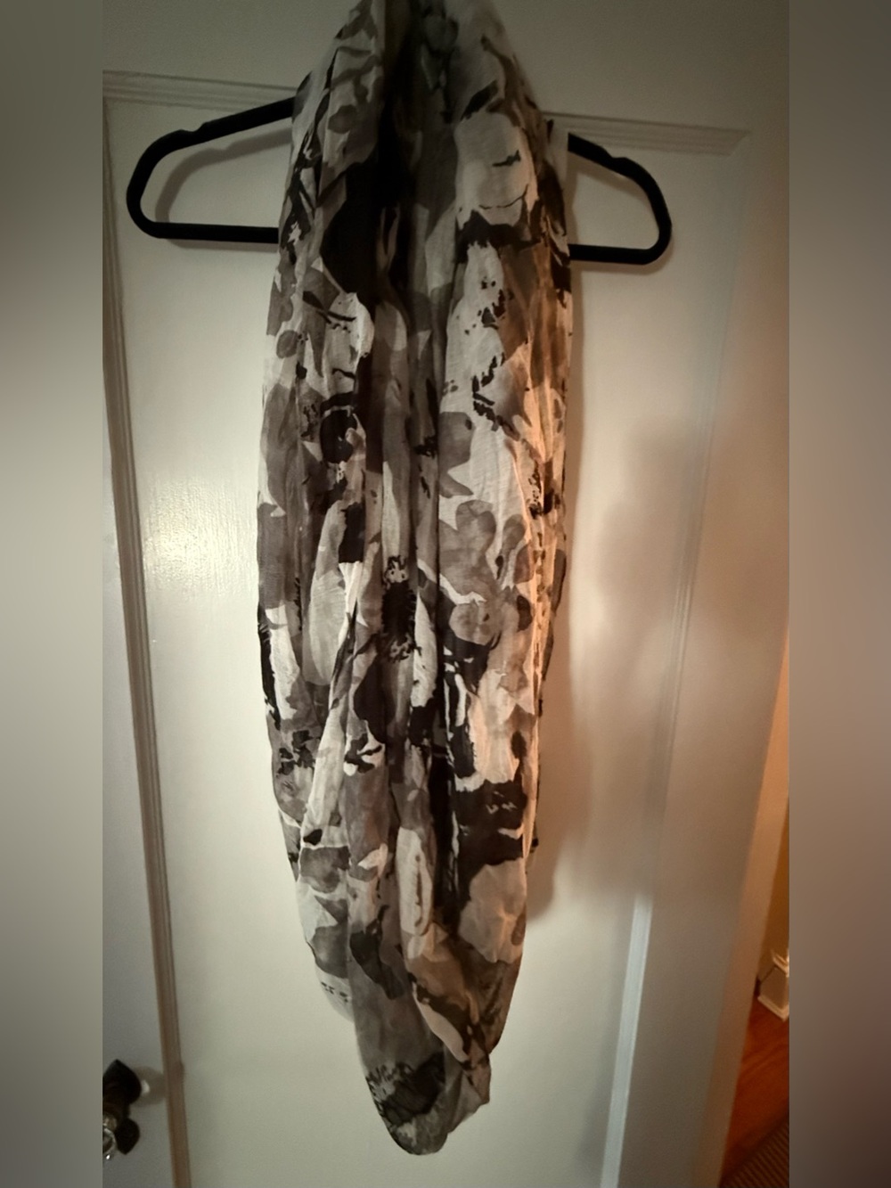 Lightweight Gray Floral Print infinity scarf